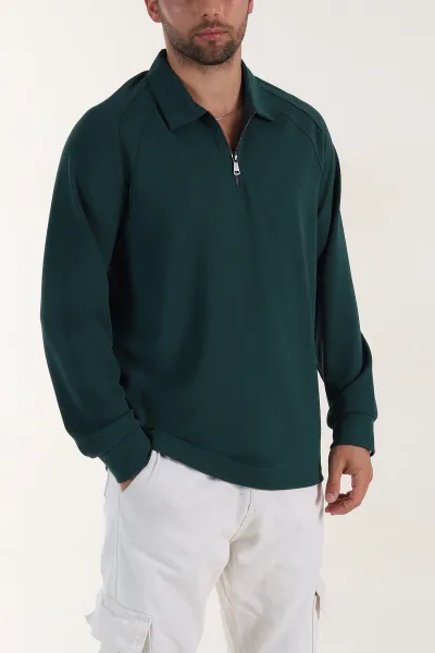 petrol-yarim-fermuarli-polo-yaka-erkek-sweatshirt-397127
