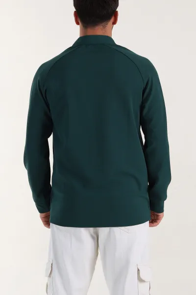 Petrol Yarım Fermuarlı Polo Yaka Erkek Sweatshirt 397127