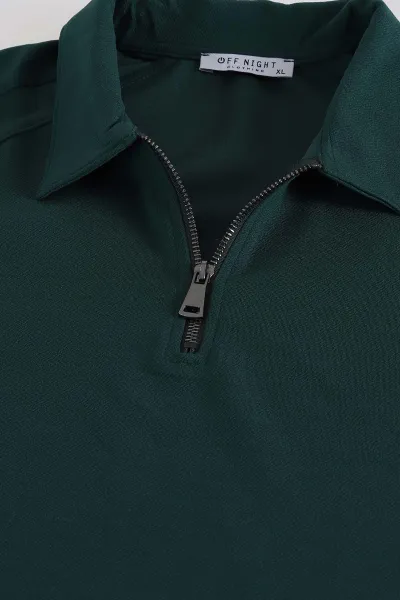 Petrol Yarım Fermuarlı Polo Yaka Erkek Sweatshirt 397127