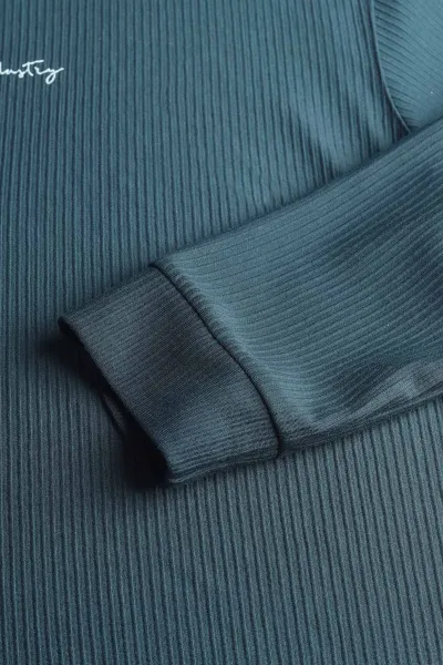 Petrol Yeşili Fitilli Bisiklet Yaka Yazı Detaylı Erkek Sweatshirt 396228
