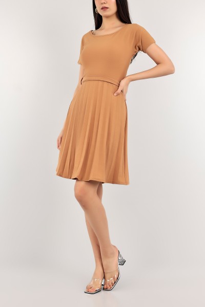 Pliseli Kemerli Elbise 110252