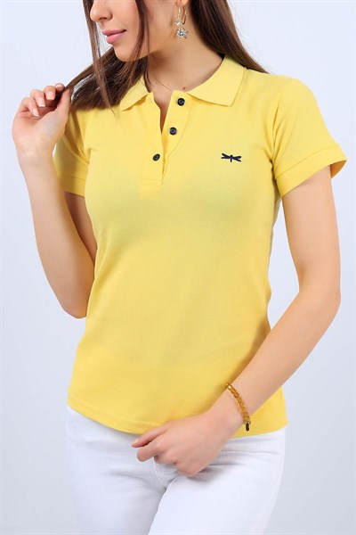 Polo Yaka Sarı Bayan Tişört 11620B