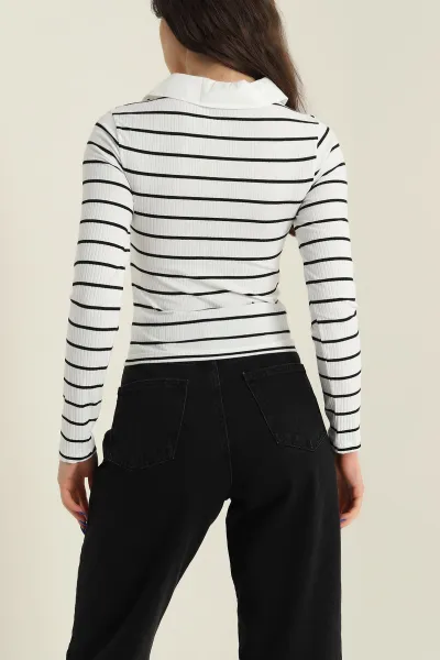 Poplin Yakalı Fitilli Kadın Bluz 426754