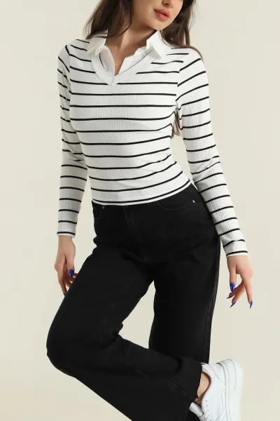 Poplin Yakalı Fitilli Kadın Bluz 426754
