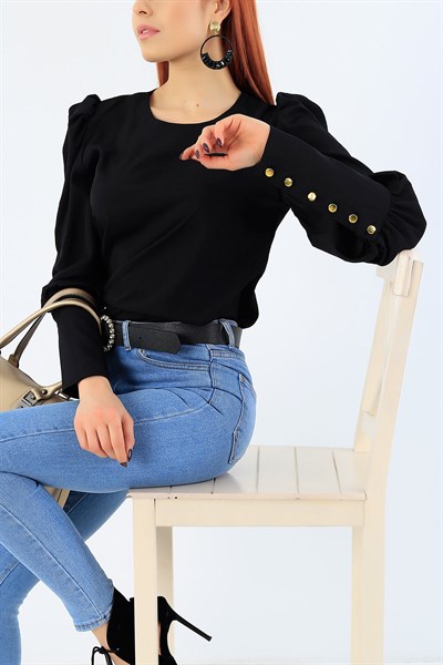 Prenses Kol Siyah Bayan Bluz 27154B