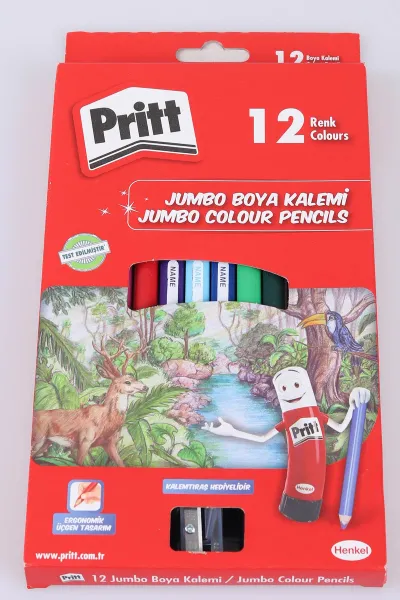Pritt  12 Renk Jumbo Üçgen Kuru Boya Kalemi Seti 466727
