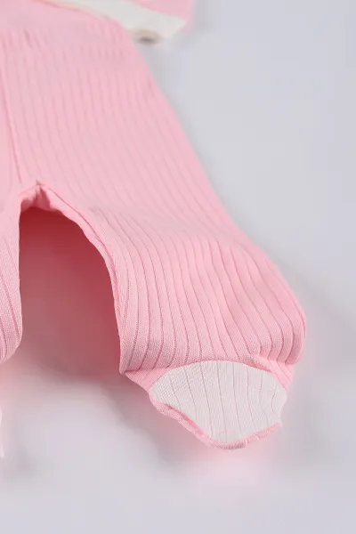 Pembe (0-3 Ay) Çiçek Nakışlı Dantel Detay Kız Bebe Takım 237233