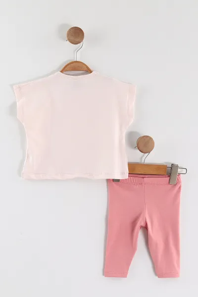 Pudra (0-4 Yaş) Çiçek Baskılı Taytlı Kız Çocuk Yazlık Takım 459792