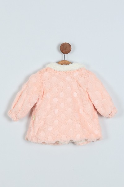 Pudra (1-3 Yaş) Düğmeli Kürklü Kız Bebe Mont 223317