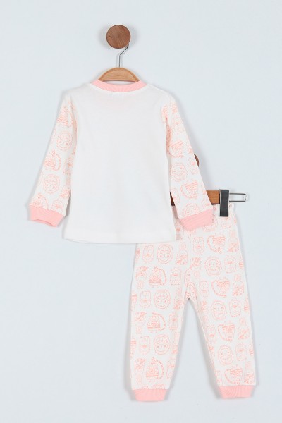 Pudra (1-3 Yaş) Tavşan Baskılı Kız Çocuk Pijama Takım 219643