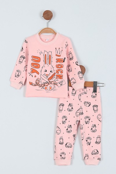 Pudra (1-3 Yaş) You Rock Baskılı Kız Çocuk Pijama Takım 219638