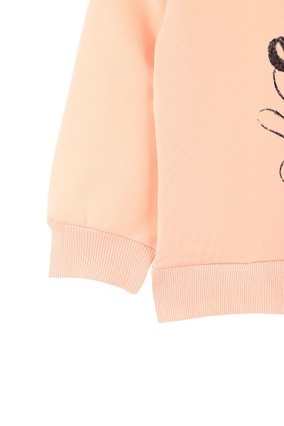 Pudra (1-4 Yaş) Çiçekli Fare Baskılı Kız Bebek Sweat 155273