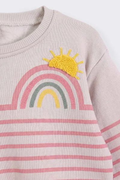 Pudra (1-4 Yaş) Gökkuşağı Baskılı 3 İp Şardonlu Kız Bebek&Çocuk Kışlık Takım 497327