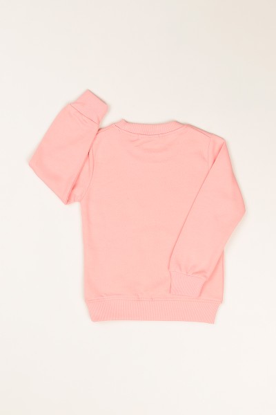 Pudra (1-8 Yaş) Çiçek Baskılı İçi Şardonlu Kız Çocuk Sweatshirt 81375