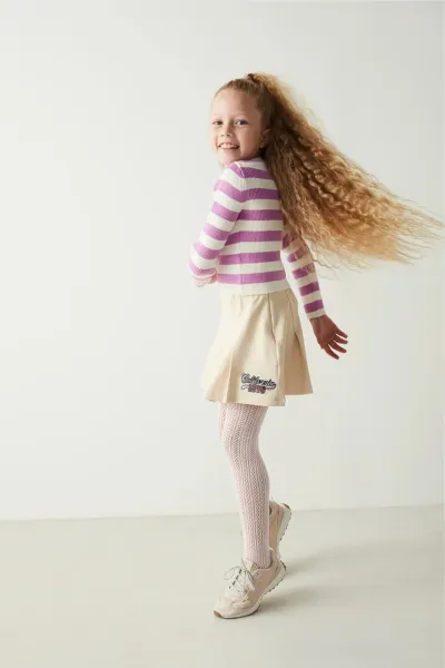 Pudra 135 Penti Pretty Ultra Soft 70 Den Desenli  Kız Çocuk Külotlu Çorap 437446