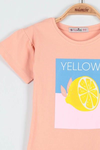 Pudra (2-5 Yaş) Yellow Limon Baskılı Taytlı Kız Çocuk Takım 190939
