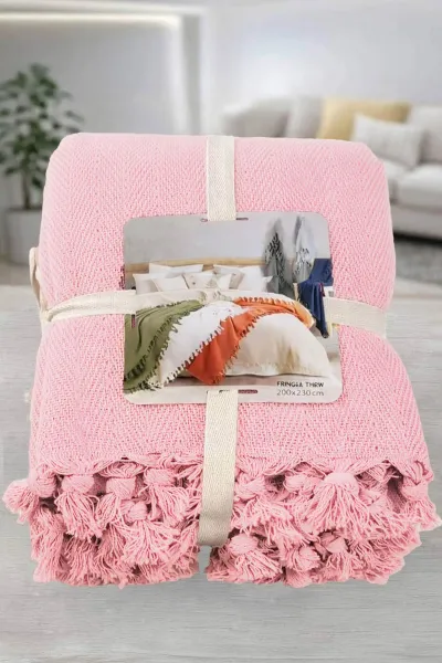 Pudra 200x230 Cm Bella Home Çift Kişilik Natural Tek Pike 434766