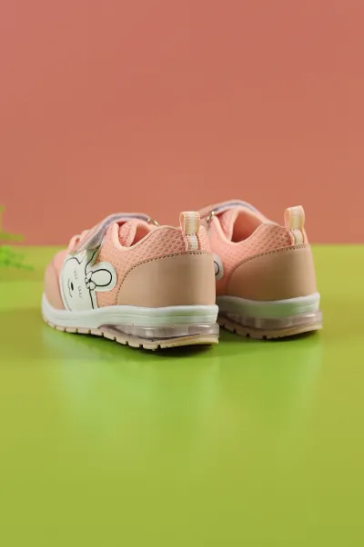 Pudra (21-25 Bebe) Işıklı Desenli Cırtlı Bebe Spor Ayakkabı 279578
