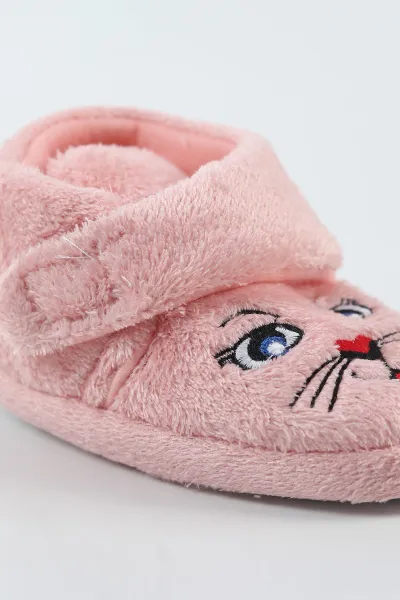 Pudra ( 25 - 30 ) Peluş Cırt Bantlı Kız Çocuk Panduf 499069