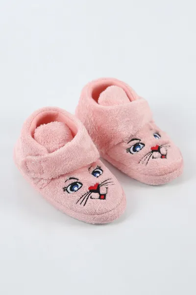 Pudra ( 25 - 30 ) Peluş Cırt Bantlı Kız Çocuk Panduf 499069