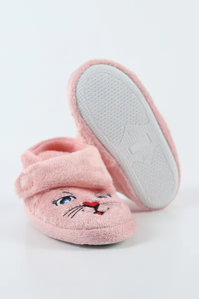 Pudra ( 25 - 30 ) Peluş Cırt Bantlı Kız Çocuk Panduf 499069
