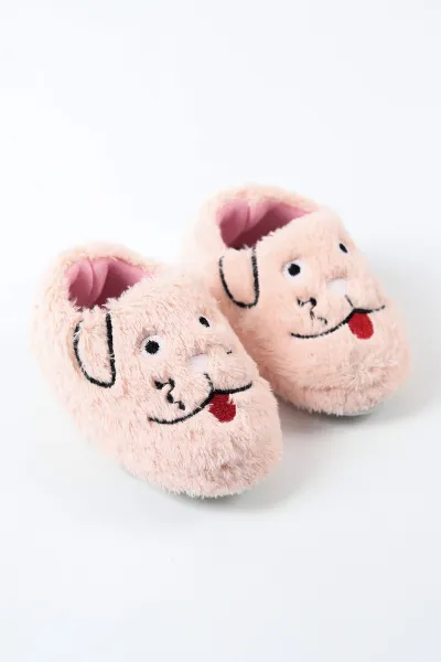 Pudra ( 25 - 30 ) Peluş Figürlü Kız Çocuk Panduf 488293