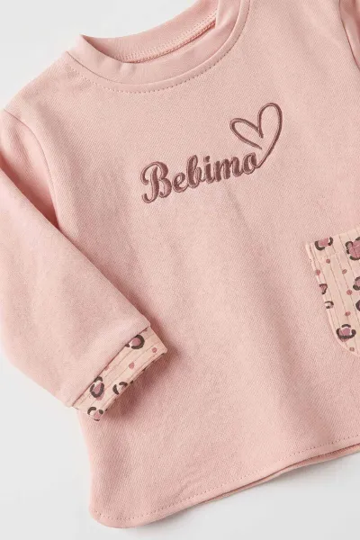 Pudra (3-24 Ay)Nakış Detaylı Fitilli Taytlı Kız Bebek Takım 484116