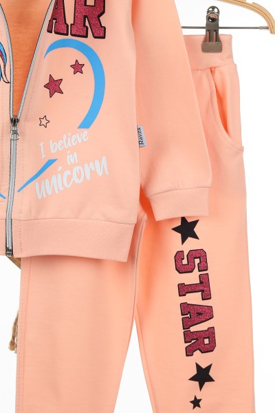 Pudra (3-6 Yaş) Star Unicorn Baskılı Kız Çocuk Takım 142638