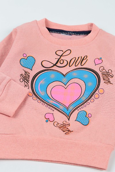 Pudra (3-7 Yaş) Love Baskılı Kız Çocuk Sweatshirt 92591