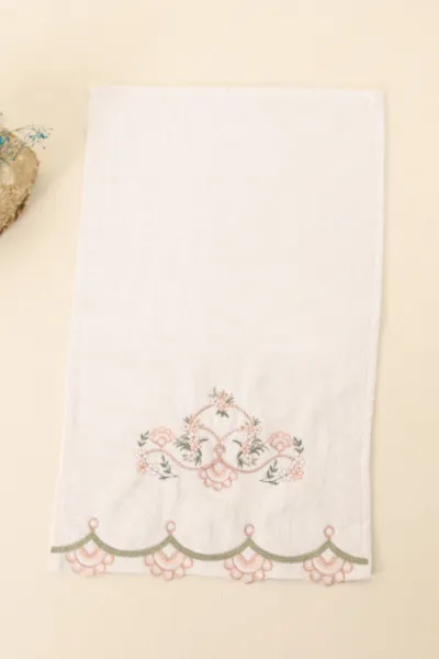 Pudra 30x50 cm Kadife Nakışlı Havlu 288720