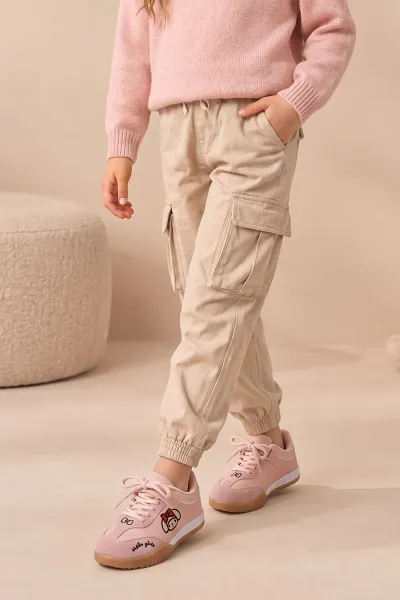 Pudra ( 31 - 35 )  Bağcıklı Kız Çocuk Spor Ayakkabı 490388