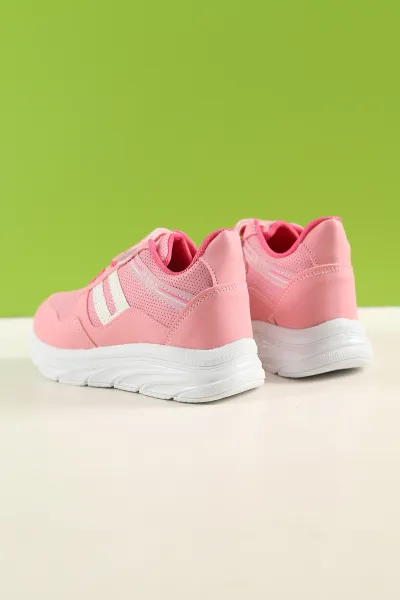 Pudra (31-35 Filet) Çizgili Kalın Taban Cırtlı Kız Çocuk Spor Ayakkabı 227994