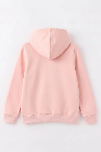 Pudra (4-12 Yaş) Love Nakışlı Kapüşonlu 3 İp Şardonlu Kız Çocuk Sweatshirt 495031