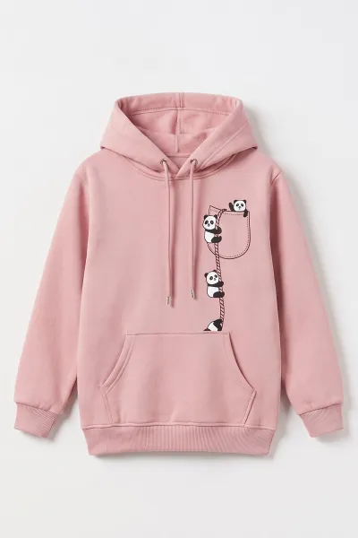 pudra-4-12-yas-panda-baskili-kapusonlu-ve-kanguru-cepli-3-ip-sardonlu-kiz-cocuk-sweatshirt-497535
