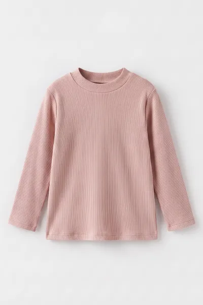 Pudra (5-12 Yaş) Yarım Balıkçı Yaka Kaşkorse  Çocuk Body Sweatshirt 495421