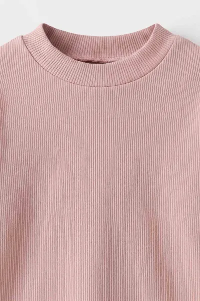 Pudra (5-12 Yaş) Yarım Balıkçı Yaka Kaşkorse  Çocuk Body Sweatshirt 495421
