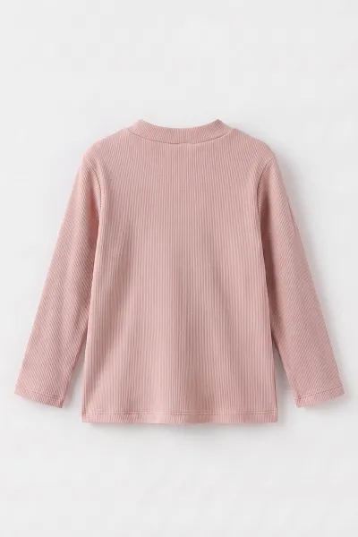 Pudra (5-12 Yaş) Yarım Balıkçı Yaka Kaşkorse  Çocuk Body Sweatshirt 495421