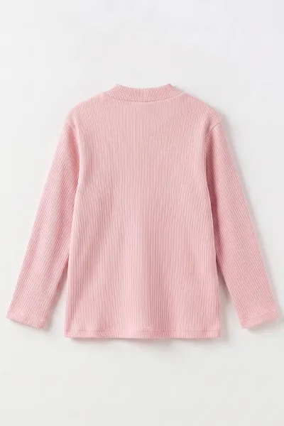 Pudra (5-12 Yaş) Yarım Balıkçı Yaka Kaşkorse Kız Çocuk Body Sweatshirt 493042