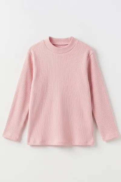 Pudra (5-12 Yaş) Yarım Balıkçı Yaka Kaşkorse Kız Çocuk Body Sweatshirt 493042