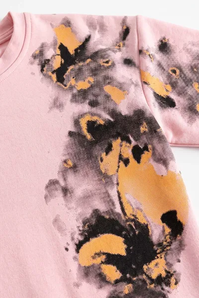 Pudra (5-12 Yaş)Batik Boyalı Modal Kumaş  Kız Çocuk 2'li Takım 490958