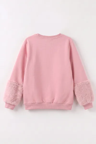 Pudra (5-13 Yaş) Kiraz Nakışlı Taşlı  İçi Şardonlu Kız Çocuk Sweatshirt 487442
