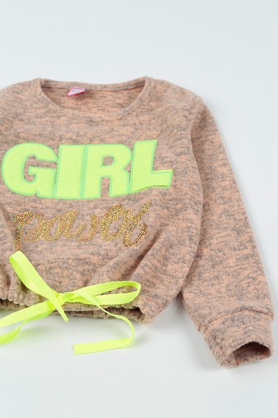 Pudra (5-8 Yaş) Girl Baskılı Dışı Yumoş Kız Çocuk Sweatshirt 92812