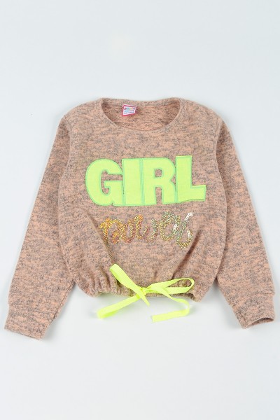 Pudra (5-8 Yaş) Girl Baskılı Dışı Yumoş Kız Çocuk Sweatshirt 92812