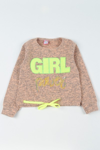 Pudra (5-8 Yaş) Girl Baskılı Dışı Yumoş Kız Çocuk Sweatshirt 92812
