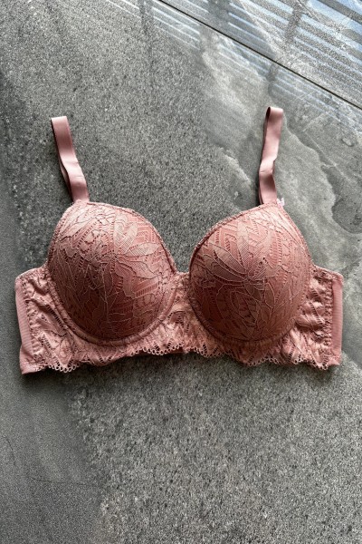 Pudra 676 Dantelli Desteksiz C Kap Sütyen Takımı 215383