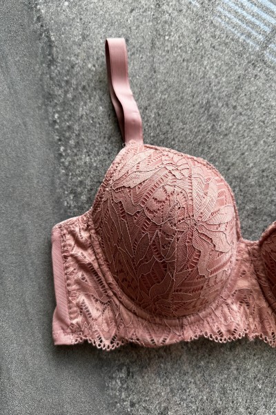 Pudra 676 Dantelli Desteksiz C Kap Sütyen Takımı 215383