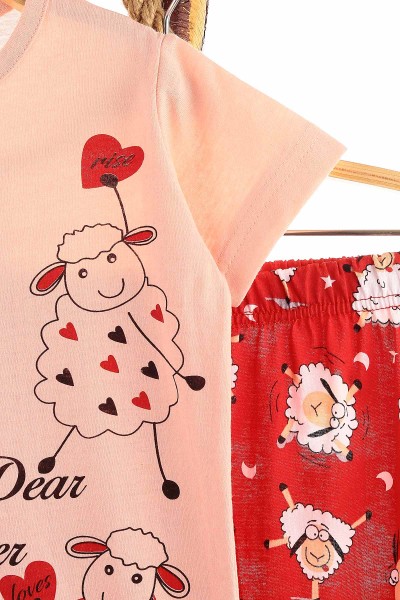 Pudra (7-13 Yaş) Baskılı Kız Çocuk Pijama Takımı 155729