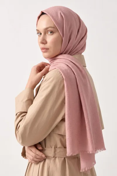 Pudra 70x180 Cm Mimoza Premium Jakarlı Pamuk Şal 494026