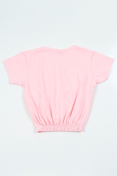 Pudra (9-12 Yaş) Favorıte Baskılı Beli Lastikli Kız Çocuk Tişört 105308