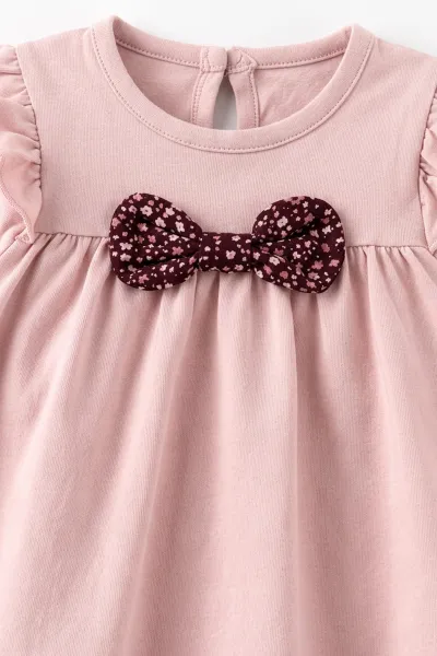 Pudra (9-36 Ay) Fiyonklu Fırfırlı Bandanalı Kız Bebek Takım 476205